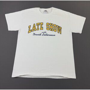 Rare Vintage Y2K Late Show David Letterman White TV Show Promo Medium Tee